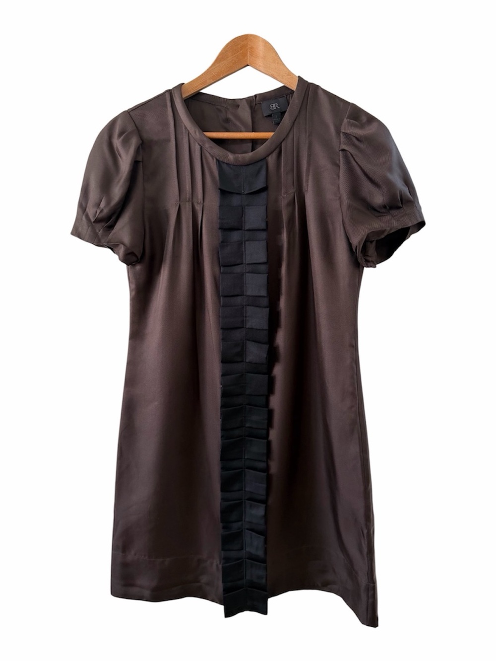 Banana Republic Silk Chocolate Brown Dress with Black Ribbon Details size 2